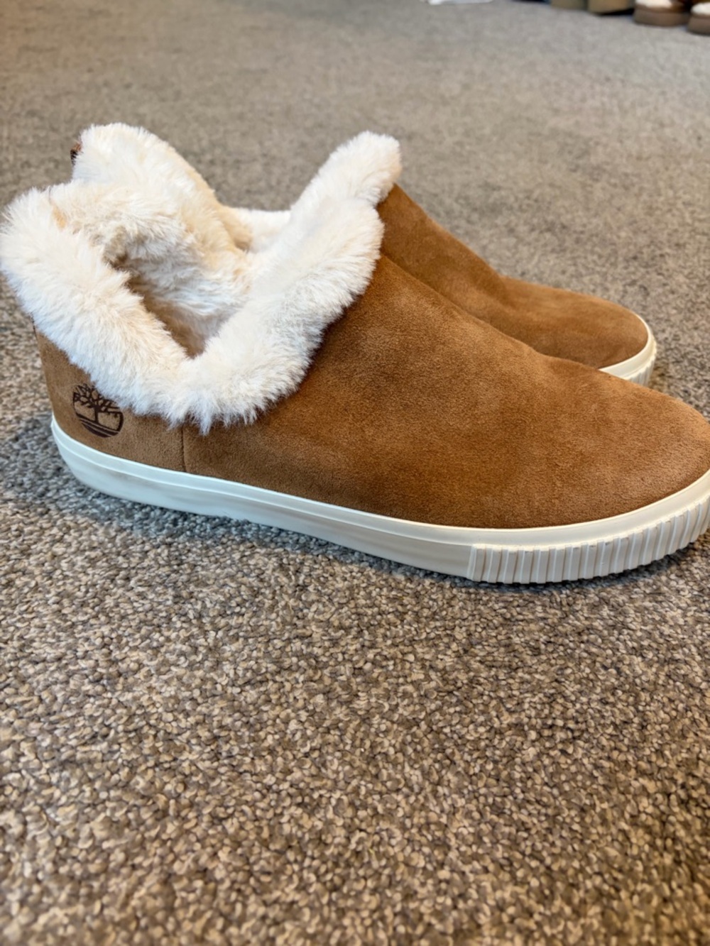 Timberland Chestnut Suede Faux-Fur Slip-On Sneakers